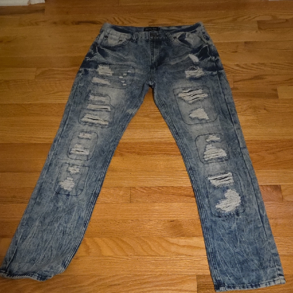 Red Ape Men's Distressed Acid Wash Streetwear Jeans.